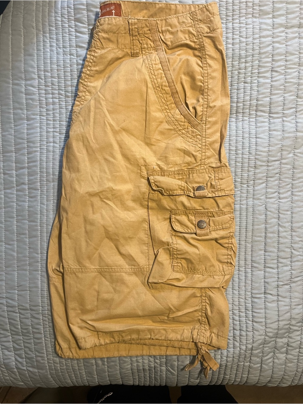 Men's Cargo Shorts in Mustard Yellow - Casual Utility Style, Size 36
